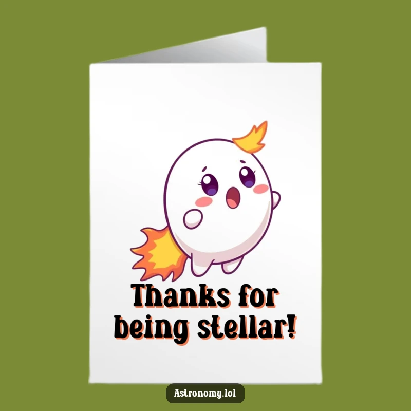 Free Printable Thank You Card: Surprised Comet Character Expressing Gratitude