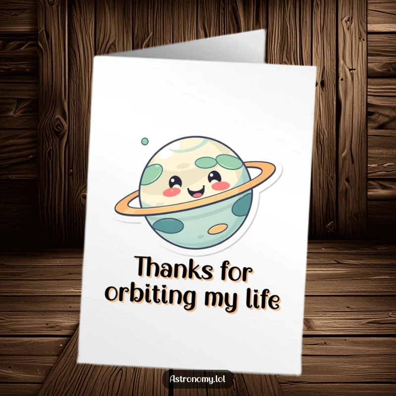Funny Free Printable Thank You Card: Cute smiling planet character radiating gratitude, perfect for showing thanks.