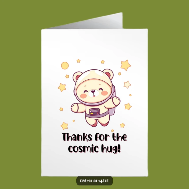 Free Printable Giggling Astronaut Bear Cub Thank You Card - Cute Downloadable Gift!