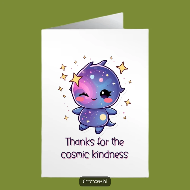 Winking Galaxy Thank You Card Free Printable Download: Swirling Stardust for Cheerful Thanks