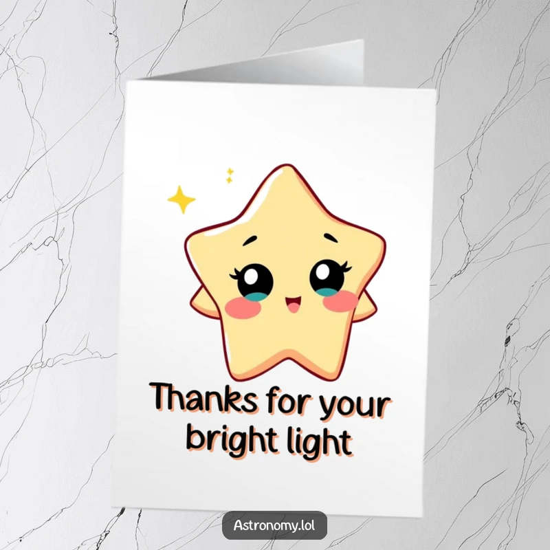 Funny Free Printable Thank You Card: A curious star character twinkles with playful gratitude, offering thanks with a cosmic flair.