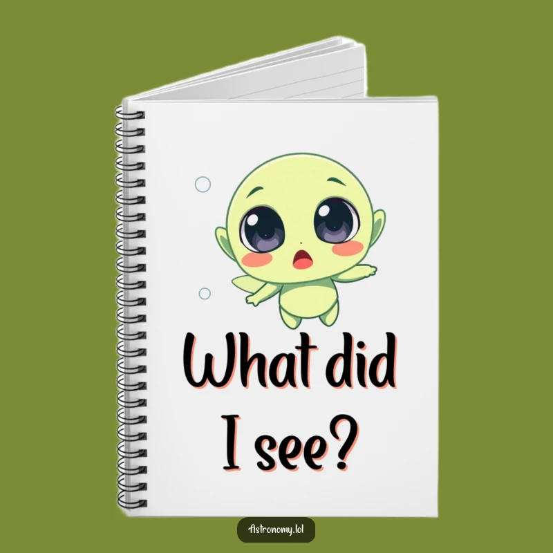 Funny Surprised Alien Floating Notebook - Jot Down Surprises!