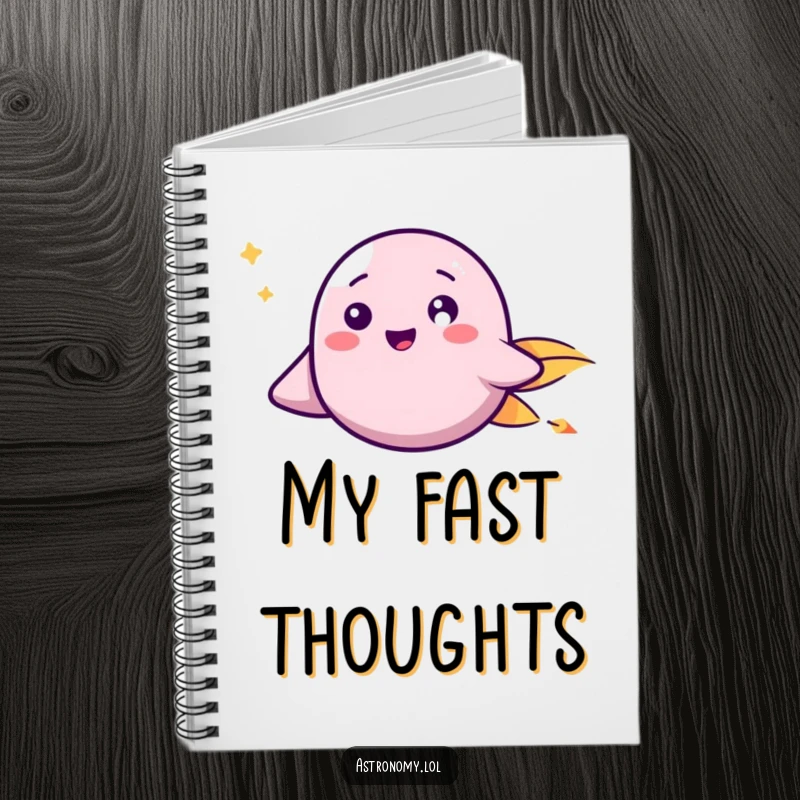 Funny Notebook: A happy comet with a friendly face zooms past, perfect for jotting down cosmic thoughts.