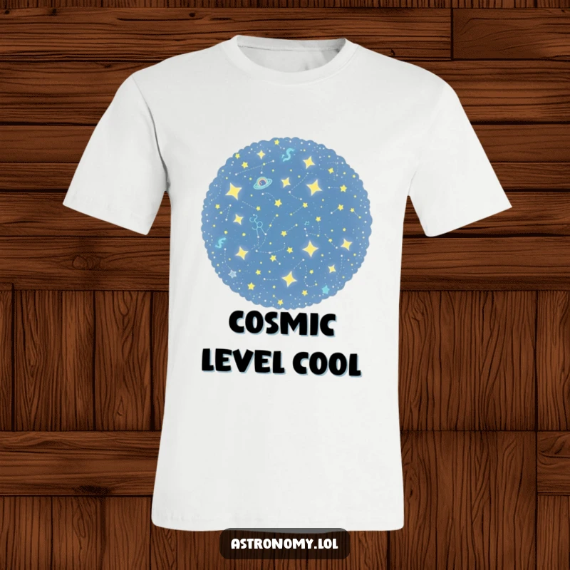 Funny t-shirt showcasing a curious constellation cluster playfully twinkling, perfect for space enthusiasts who love a touch of whimsy.