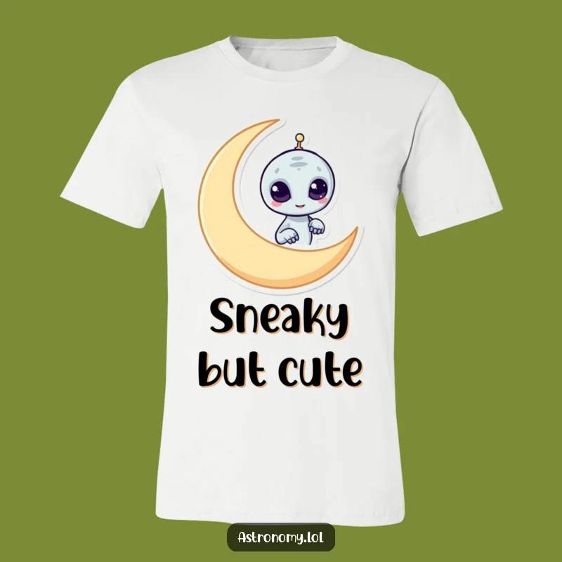 Funny Alien T-Shirt: Mischievous Moon Peeker Tee Gift