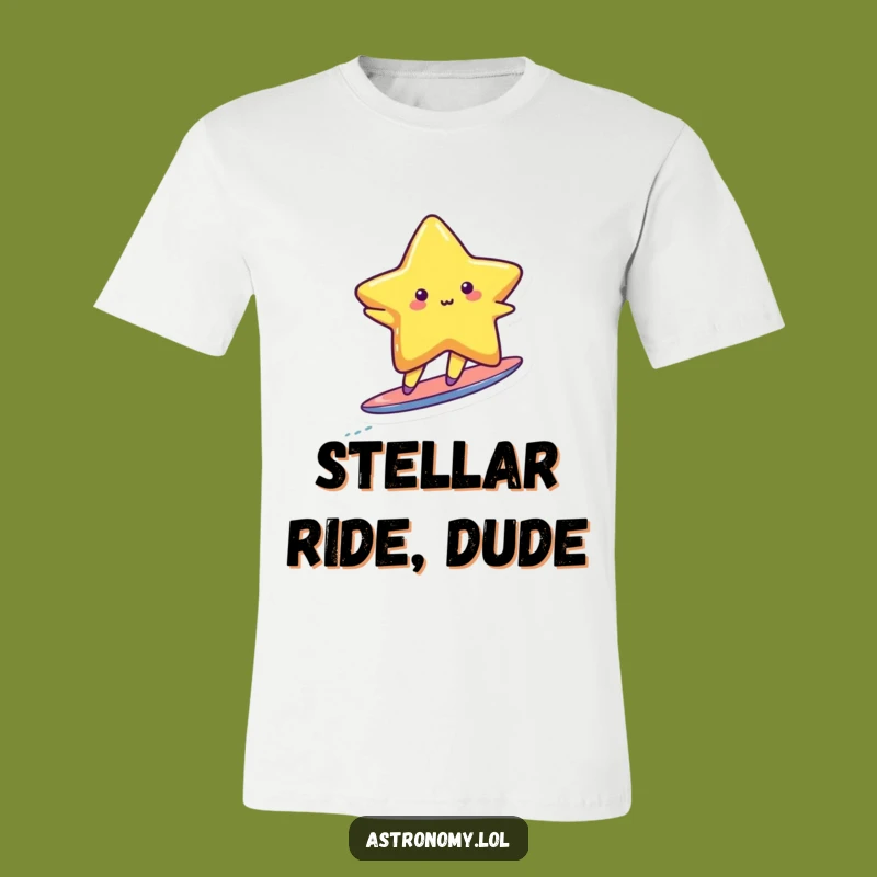 Funny Cute Star Surfing Comet Tail T-Shirt - Hilarious Cosmic Apparel!