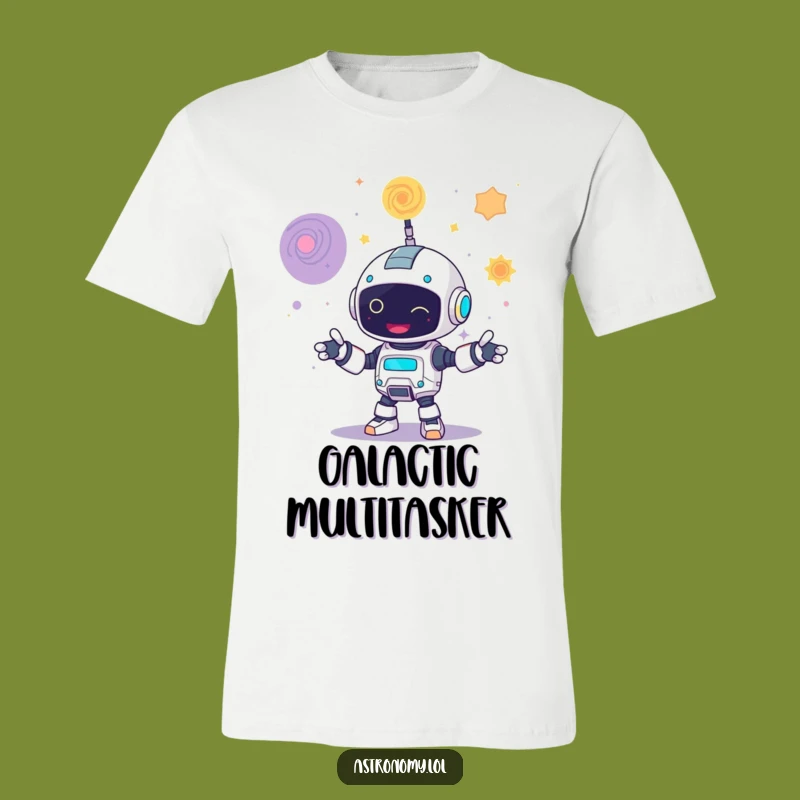 Funny Robot Juggling Galaxies T-Shirt Unique Space Gift