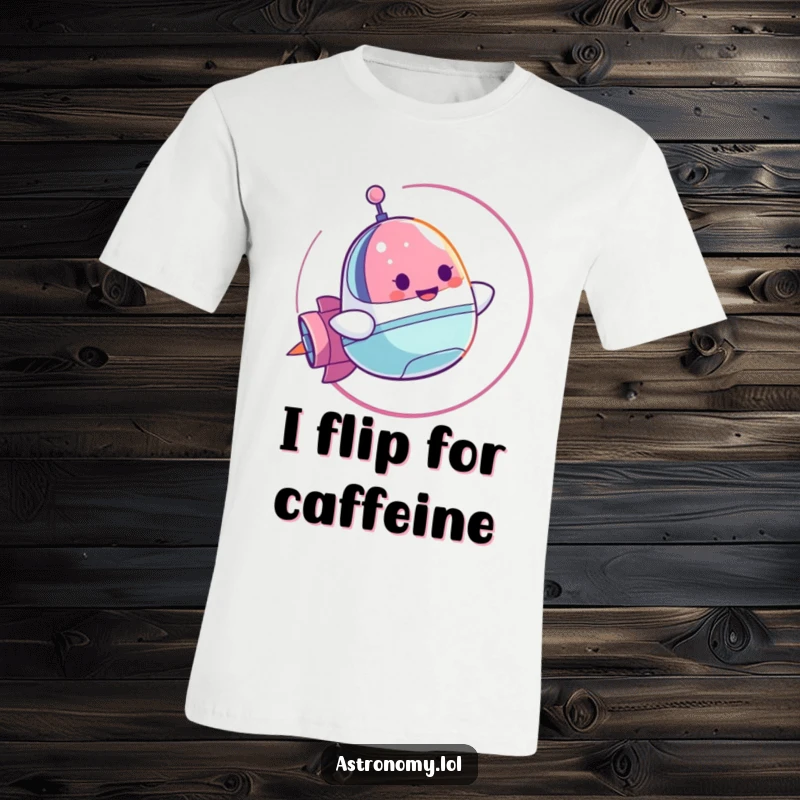 Funny T-Shirt: A Cheerful Spaceship Character Spiraling in a Loop-de-Loop, showcasing dynamic movement and joy. Great for gifting.