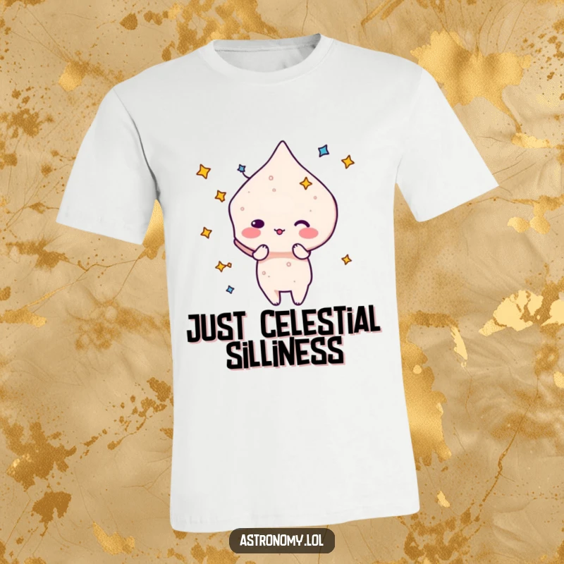 Funny Constellation T-Shirt showcasing a playful character making a silly shape, perfect for anyone who loves a cosmic laugh.