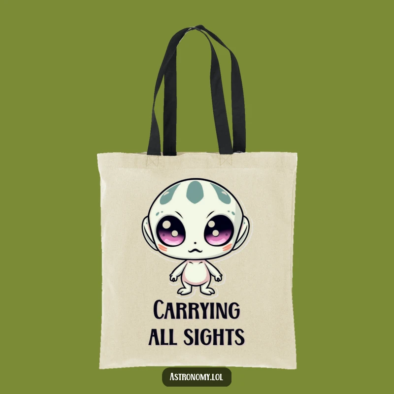 Funny Wide-Eyed Alien Tote Bag: Carry Your Surprise Everywhere