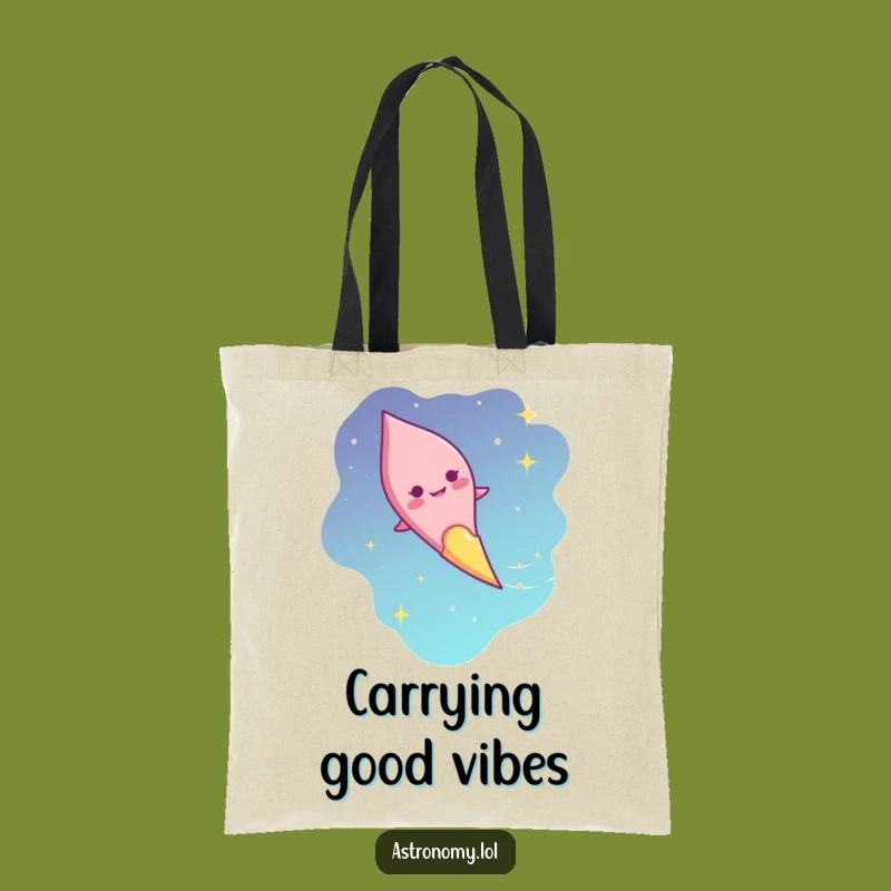 Funny Giggling Comet Tote Bag: Whimsical Space Accessory Gift for Bright Days