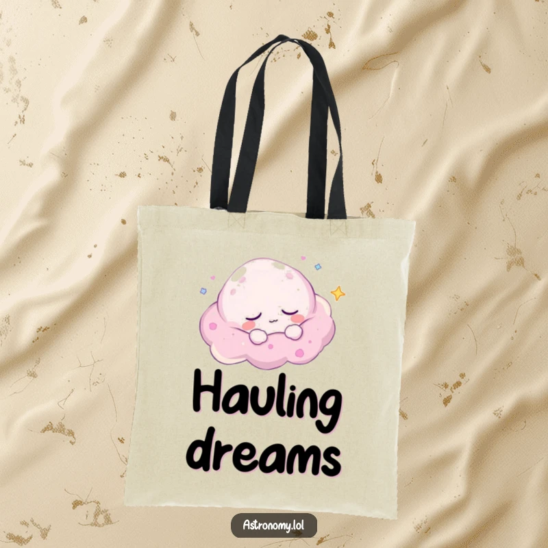 Funny Tote Bag: A Sleepy Nebula Character Drifting Peacefully, perfect for carrying essentials with a serene, humorous touch. A great gift.