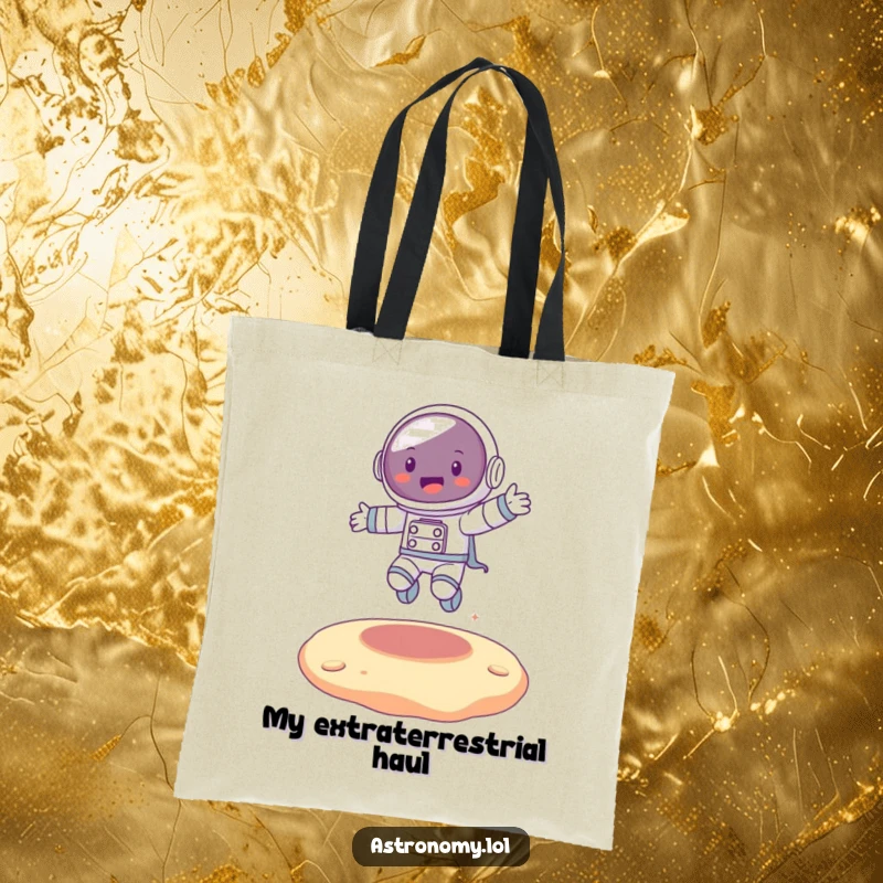 Funny joyful astronaut character leaping high on a springy alien surface, depicting fun and exploration.
